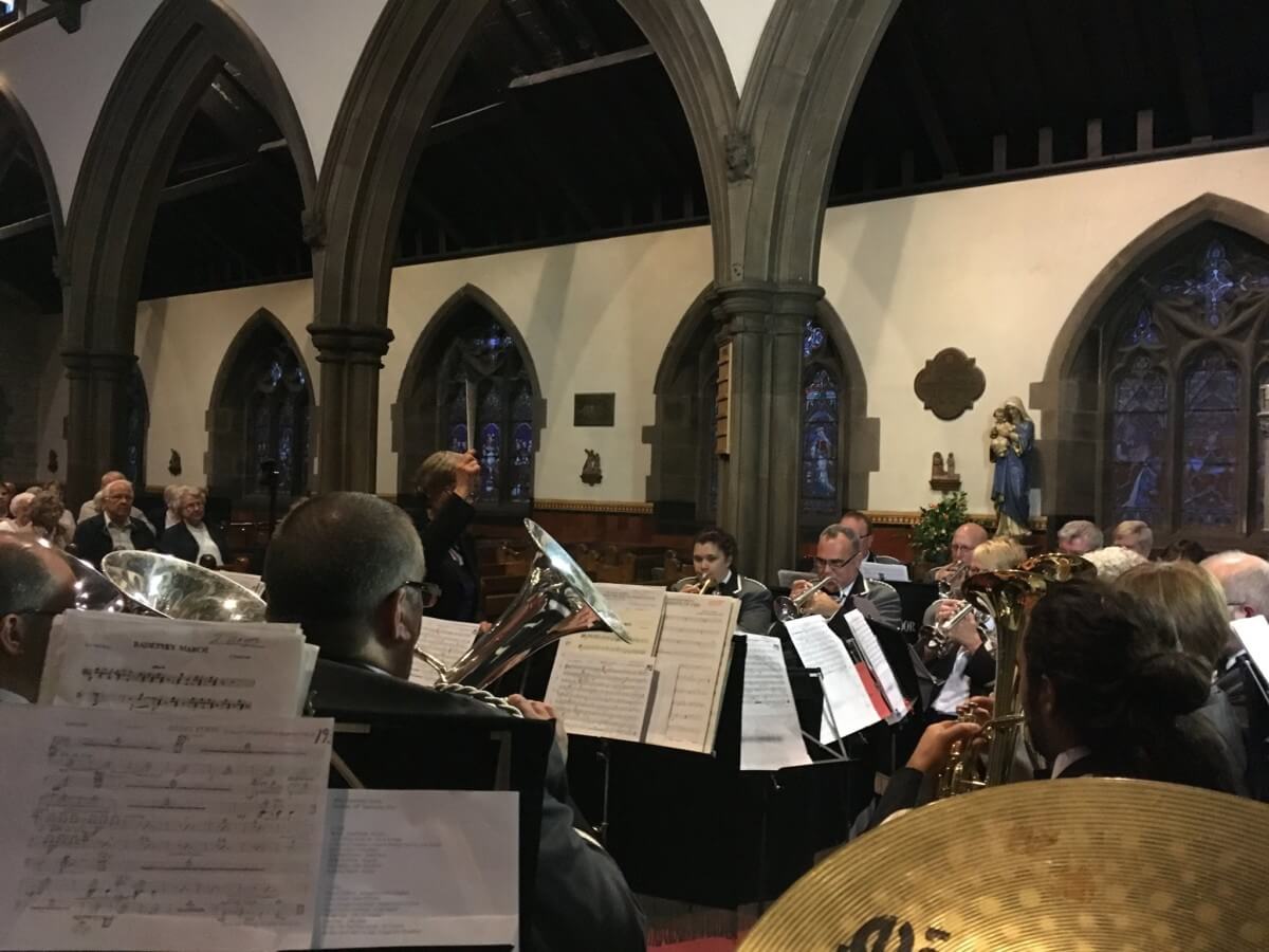 With Grange Moor Brass Band at Holy Innocent